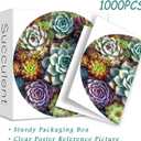 Succulent Puzzles for Adults, PICKFORU Round Flower Succulent Jigsaw Puzzles 1000 Pieces, Unique Circle Plant Adult Puzzles as Wall Decor