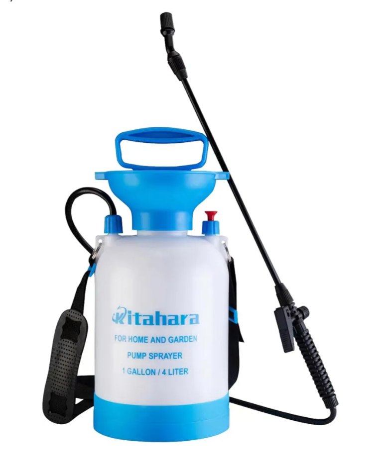 Kitahara 1 Gallon Garden Pump Pressure Sprayer with Pressure Relief Valve, Adjustable Shoulder Strap and Nozzles, for Yard Lawn Weeds Plant Water