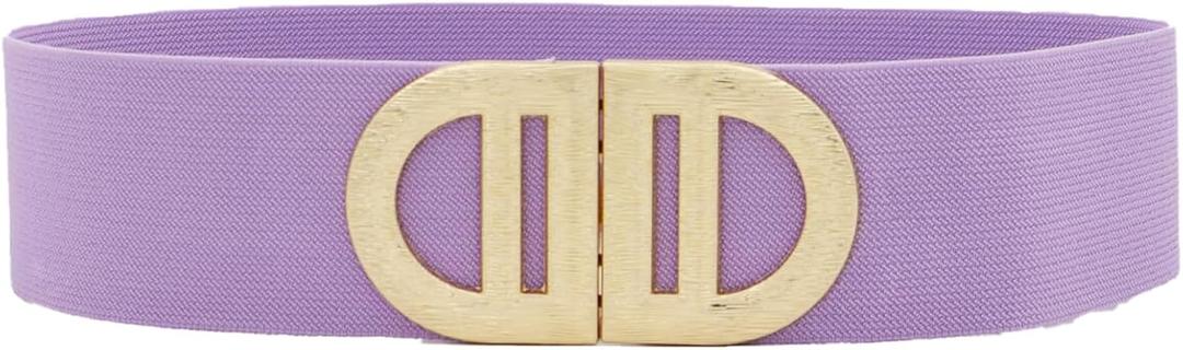 ZYALTFDC Women Wide Stretchy Waist Belts Gold Buckle Elastic Cinch Vintage Belt for Women Dresses Western Wear Belts (Suit for waist size 29"-33", Purple)