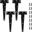 T Hinge, 4pcs 6-inch Door Hinges Heavy Duty Gate Shed Hinge Outdoor Strap Barn Door Hinges Fence (4pcs, 6 inch)