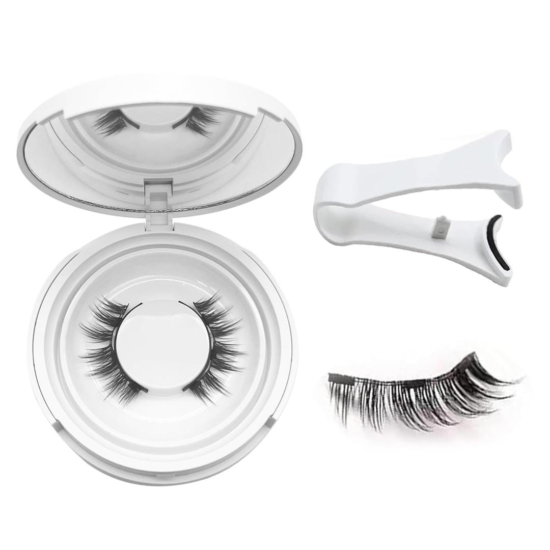 Hunnyfit Magnetic Eyelashes with Applicator,Reusable Magnetic Eyelashes Natural Look, Easy to Wear and Remove Reusable Soft Lashes Kit (Simple)