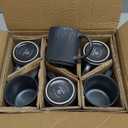 Famiware Coffee Mug Set for 6, Star 16 oz Catering Mugs Cup Set with Handle for Coffee, Tea, Cocoa, Milk - Ceramic Stoneware Drinkware Set, Matte Dark Charcoal