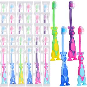 Gerrii Kids Toothbrushes Bulk Soft Lovely Little Kangaroo with Covers Suction Cup Individually Wrapped for Children Toddler Home School Camp Daycare Travel (50 Pcs)