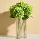 Real Touch Green Hydrangea Artificial Flowers (4-Pack) -20" Faux Hydrangea Flowers with Long Stem & Leaves Realistic Fake Hydrangeas for Home Decor Floral Arrangements Wedding Bouquets Centerpieces