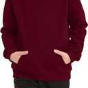 Cotton Kids Hoodie Light Weight Sweatshirt (Thin) with Pockets Long Sleeve Boys Girls Fall Spring Pullover Clothes (13-14 Years, Wine)