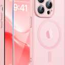 FNTCASE for iPhone 14 Pro Case: [Compatible with Magsafe] Translucent Matte Cases with [Full Camera Protection] [Screen Protector] Military Grade Shockproof Protective Phone Cover - Light Pink