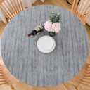 Pioggia Round Vinyl Fitted Tablecloth with Flannel Backing Elastic Table Cloth Waterproof Oil-Proof Plastic Table Cover Best for 45"-56" Round (Gray Wooden)