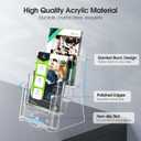 MaxGear Brochure Holder 4 Tier 6x9 inch Acrylic Literature Display Stand Clear Plastic Flyer Holder Wall Mount or Countertop Use for Pamphlets, Booklets, 4 Pack