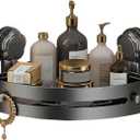 No-Drill Black Suction Corner Shower Caddy  Rustproof ABS Plastic Wall-Mounted Bathroom Organizer Rack, Space-Saving Shower Shelf