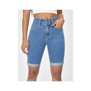 Jean Shorts Womens Zipper Fly Cuffed Hem Denim Shorts (Size 18)