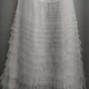 Lisong Women Maxi Tulle Floor Length Layered High Waist Spectial Occasion Skirt XL White
