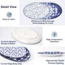 Selamica Serving Platters Ceramic, 12 Inch Serving Dishes for Party Entertaining, Oval Serving Plates for Sandwich, Appetizer, Fruit, Microwave Dishwasher Safe, Set of 4, Vintage Blue