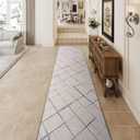 Runners for Hallways Kitchen Runner Rug Non Slip 2x10 Long Washable Runner Rugs No Pile Tear and Stain Resistance, Hand Woven Style Thin Rug for Hallways, Kitchen, Laundry, Bathroom- White