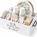 CHONIC Paper Plate Holder, Plastic Silverware Caddy, Plastic Utensil Dispenser for Party Buffet Camping BBQ, Disposable Spoon Fork Knives Dish Cup Napkin Storage Organizer for Kitchen Counter (White)