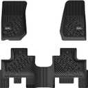 3W Floor Mats Fit for Jeep Wrangler JK 2014-2018 Unlimited 4 Door Only (Non JL or 4XE) TPE All Weather Custom Fit Floor Liner for Jeep Wrangler JK 1st and 2nd Row Full Set Car Mats, Black