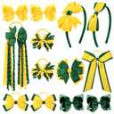 DEEKA Yellow & Green School Hair Accessories Set 13 Pcs Uniform Hair Bow Headband Clips Hair Ties Curly Korker Bows for Little Toddler School Girls (Yellow & Green)