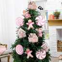 Giegxin 12pcs 10 x 8 Inches Pink Candy and Gingerbread Christmas Tree Picks Gingerbread Christmas Decor with Sticks Cute Ornaments for Xmas Tree Topper Home School Office Garden Patio Winter Holiday