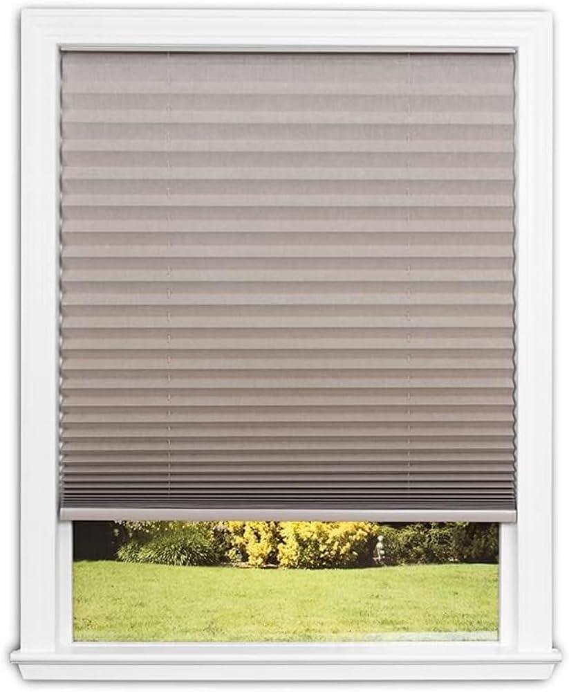 Redi Shade No Tools Easy Lift Trim-at-Home Cordless Pleated Light Blocking Fabric Shade Natural, 30" W x 64" L, (Fits windows 19 in - 30 in)