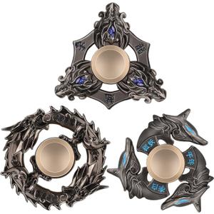BBTO 3 Pieces Dragon Fidget Spinner Cool Metal Hand Finger Spinners Fingertip Spinners for Anxiety Stress Relief Toy Party Favor Birthday Gifts for Adults, Classroom Prizes(Black)