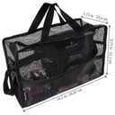 SHANY Collapsible Makeup Tools Travel Mesh Bag Large See-Thru Travel Tote with Shoulder Straps Water-Resistant with Zippered Pockets Black