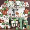 First Year Down Birthday Party Decorations, 1st Birthday Decorations Boy Includes Banner Backdrop Boxes High Chair Banner Cupcake Topper, Football Party Supplies