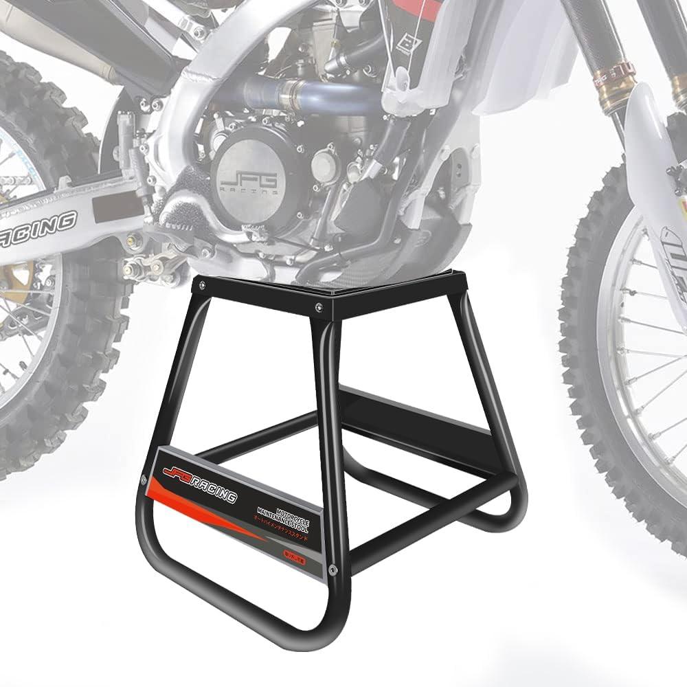 JFG RACING Dirt Bike Stand,Universal Detachable Powder Coated Anti Slip Off Road Steel MX Heavy Duty Dirtbike Maintenance Motorcycle Box StandBlack
