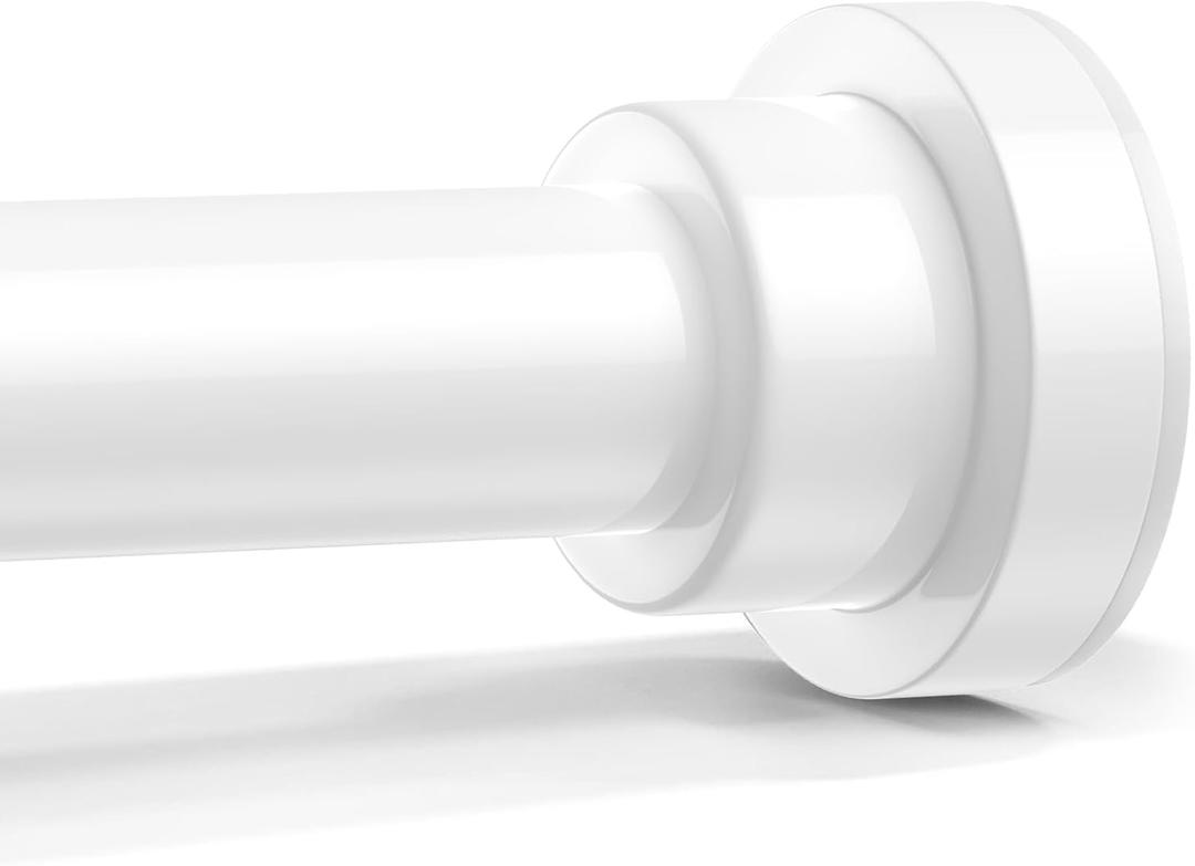 Shower Curtain Rod 46-78 Inch,0.87"Diameter Adjustable Spring Tension Curtain Rods No Drill,Ivory White Shower Tension Rod for Bathroom,Room Divider,Window,Anti-Rust Non-Slip 1-Pack