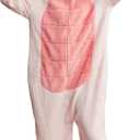 Adult Pig Costume Cute Pig Onesie Pajamas Hooded Zipper Halloween Animal Cosplay Costume for Women Men (Large, Pink)