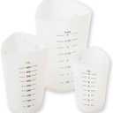 Tablecraft Flexible Measuring Cups, Silicone, Set of 3, Includes: 1, 2 & 4 Cups, White