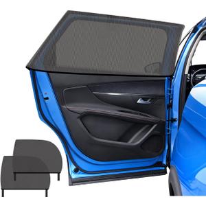 2PCS Stretchable Car Window Shades,Breathable Mesh Car Window Screen