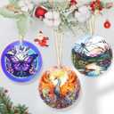 4 x Phoenix 3.5 Inch Ceramic Christmas Hanging Ornament, Holiday Decor, Tree Ornaments, Gifts for Christmas, Holiday Presents, Gift Exchange