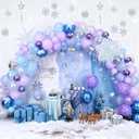 Winter Snowflake Balloons Arch Garland Kit, 115Pcs Winter Wonderland Balloon, Blue Purple Silver Clear Snowflake Foil Balloon for Christmas Xmas Ice Snow Princess Theme Baby Shower Birthday Decoration