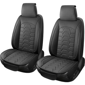 Leather Car Seat Covers Breathable Front Seat Protector Automotive seat Covers Universal Fit for Most Vehicles Cars Trucks SUVs Vans (Black2PCS)