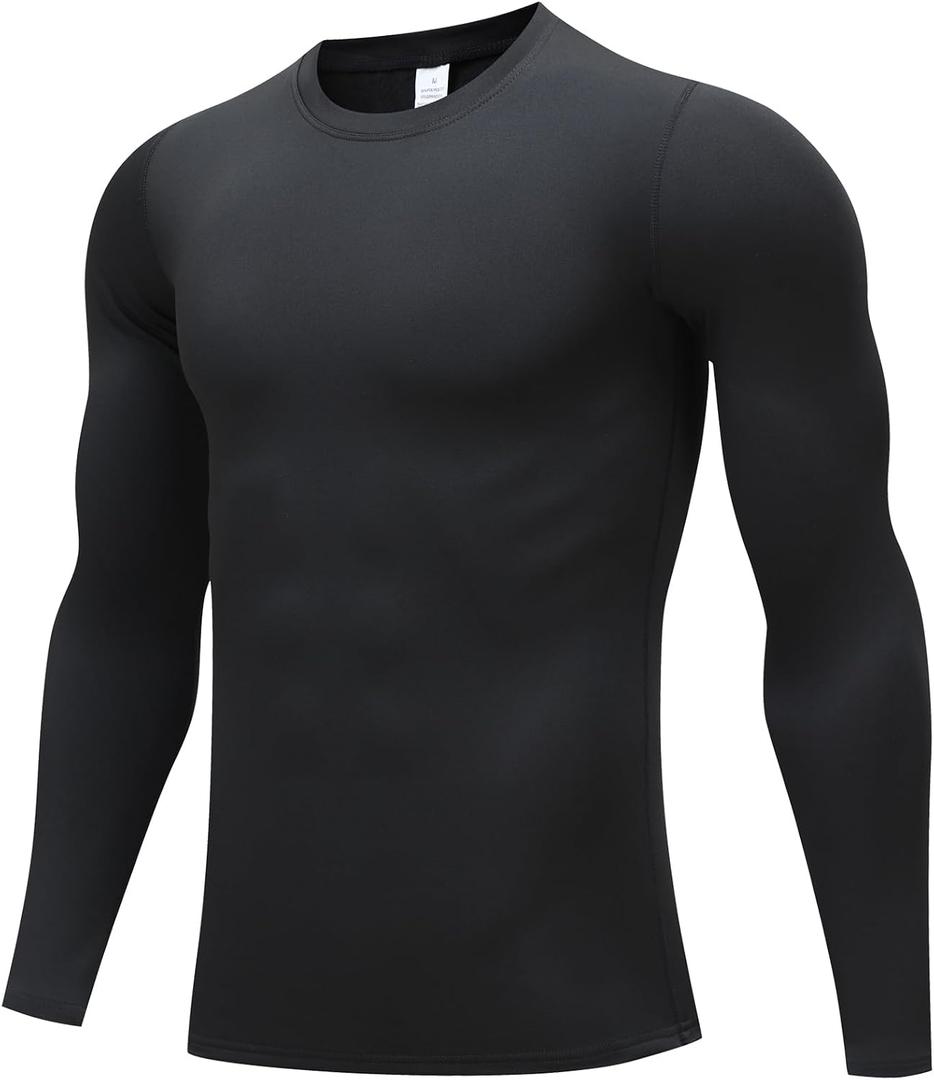 JZCreater Thermal Shirts for Men,Fleece Lined Long Sleeve Base Layer,Moisture Wicking Winter Shirt for Skiing, Hiking,Hunting (Black, M)