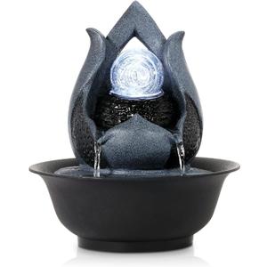 WICHEMI Tabletop Fountain Warer Fountains Indoor Waterfall Fountain Indoor Relaxing Water Feature Meditation Fountains with LED Light for Home Office Bedroom Decor (Style 12)