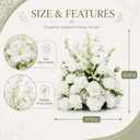 White Wedding Floral Arrangements, 23.6" Tall Free Standing Floor Flower Arrangement, Wedding Aisle Flowers for Ceremony, Large Floral Centerpiece for Entryway & Party Decor (2, White with leaves)