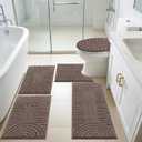 SHACOS Bathroom Rugs Sets 5 Piece Ultra Soft Absorbent Microfiber Bath Mat with Bath Runner, U Shape Contour Rug, Toilet Lid Cover, Non Slip Machine Washable Carpet for Bathroom, Bedroom, Coffee (18"x26"+20"x32"+20"x48"+U 20"x24"+Cover 19"x21")