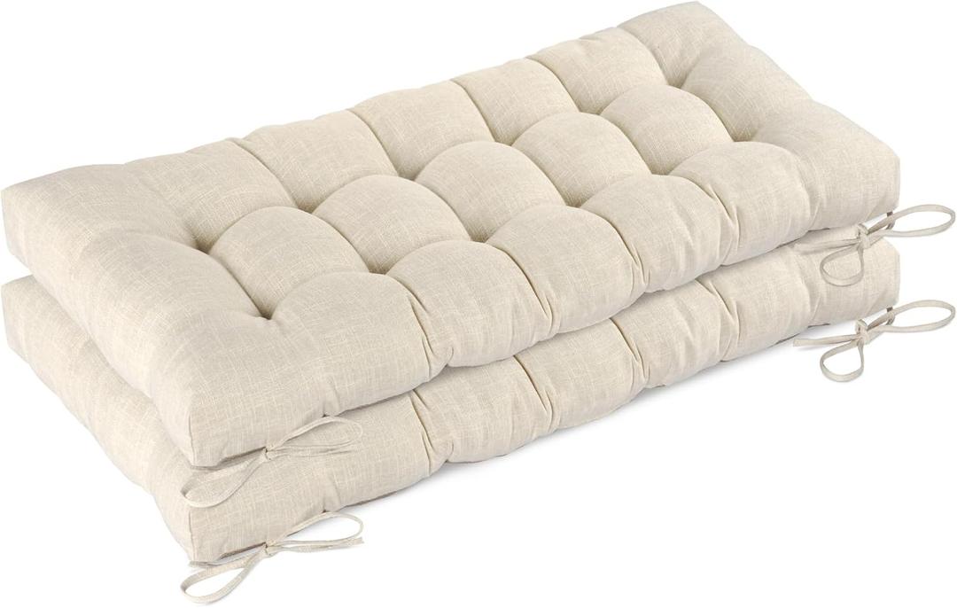 Bench Cushion for Indoor Furniture 48x19 inch Rectangle Bench Seat Cushion for Bay Window Entryway Bench Thick Textured Chair Cushion with Non-Slip Backing 2 Pack, Beige