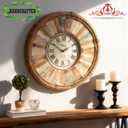 Handcrafted Vintage 24 Inch Wall Clocks,Quartz Silent Non Ticking,Battery Operated,Roman Numeral Style,for Bedroom, Kitchen,Living Room Farmhouse Rustic, Large