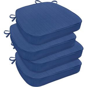 downluxe Chair Cushions for Dining Chairs, Waterproof Kitchen Chair Pads, Non-Slip Dining Seat Cushion with Ties, 17" x 16" x 2.5", Blue, 4 Pack