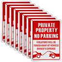Lounsweer 8 Pcs No Parking Sign 14 x 10 Inch Metal Reflective Private Property Sign Violators Will Be Towed Rust Free Aluminum, UV Protected, Weather Resistant, Waterproof, Durable Ink, Easy to Mount, 10x14 inches