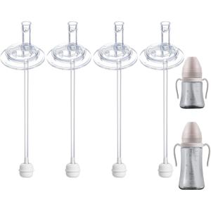 4Pcs Replacement Weighted Straws for GROSMIMI, Silicone Gravity Ball Straw Replacment for Grosmimi Magic Sippy Cup 10oz 6oz, Soft Bottle Straws for Sippy Cup with Straw, No Spill, Weighted Straw Kit