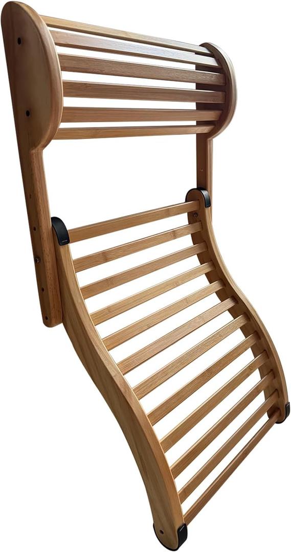 Sauna Backrest with Added Height, Adjustable Neck Pillow Bamboo Sauna Back Rest Anti-Slip Rubber Pad, Sauna Accessory Sets (1 Pack)