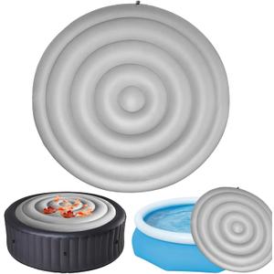 4.5 FT Inflatable Hot Tub Cover,Energy Saving Lid for Round Hot Tub,Foldable Hot Tub Lid,Foldable Protective Rain Overflow Cover for Outdoor Inflatable Hot Tubs