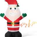 Glitzhome 8ft Christmas Inflatable Decorations Musical Santa Decors with Build-in LEDs Blow Up Inflatables for Xmas Party Yard Lawn Garden Decors