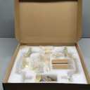 EHOMEWARE Double Front Door Handle Set, 1 Pack Satin Brass Square Door Lever, Exterior Door Knob & Deadbolt Combo, Door Lock Set for Front/Back/Office Doors, Heavy Duty Door Handle