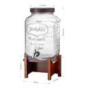 Drink Dispenser with Acacia Wood Stand and Lid,2 Gallon Glass Beverage Dispenser with Stainless Steel Spigot for Parties, Picnics, Barbecues, Lemonade, Sun tea Jar, Ice coffee, Laundry Detergent Dispenser