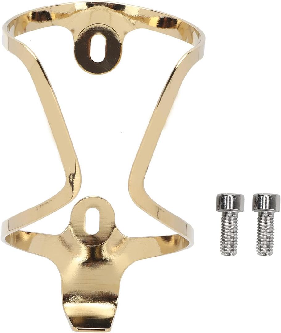 Bike Bottle Holder, Water Bottle Cage Holder, Aluminum Alloy Drink Cup Rack for Container Diameters Within 70mm (Gold B Style)