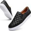 VOCNTVY Womens Loafers Comfort Casual Quilted Leather Slip On Sneakers (9.5)