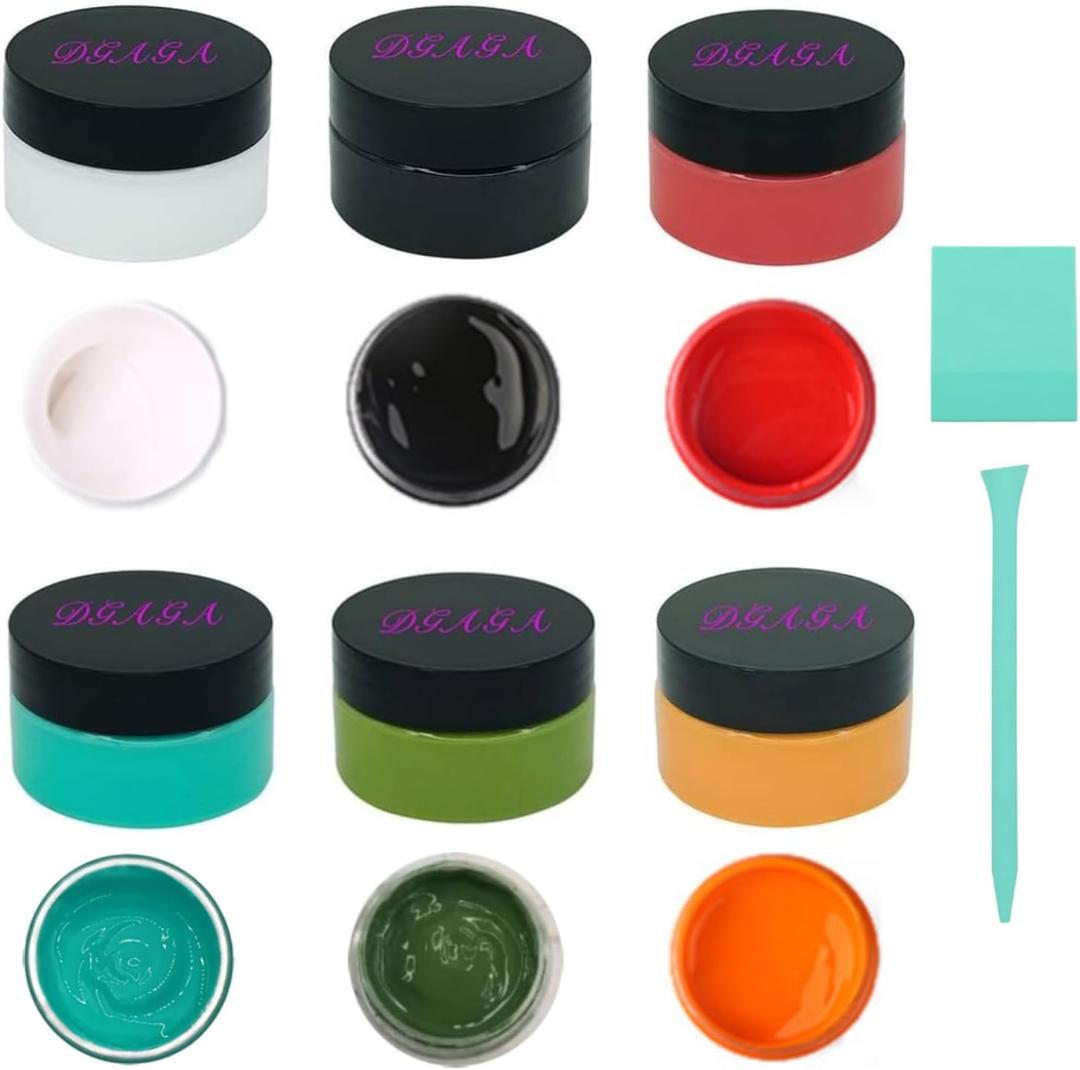 DGAGA 8PCS Chalk Paste with Mini Squeegees,Screen Printing Ink,Chalk Paste Paint for Stencil,Reusable Self Adhesive Silk Screen Stencils Paste Starter Kit,Chalkboard Paint for Craft DIY Home 50g/Jar